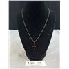 Image 1 : Vintage .925 Silver Necklace w/ Cross Pendant