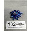 Image 1 : Lovely Vintage Blue Rhinestone Sunburst Brooch (Possibly a Juliana (D&E) Piece)