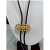 Image 2 : Vintage Handcrafted Bolo Tie w/ Gold Plated Chain Link & Prong Set Rhinestone Accents