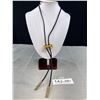 Image 3 : Vintage Handcrafted Bolo Tie w/ Gold Plated Chain Link & Prong Set Rhinestone Accents