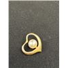 Image 2 : Vintage Gold Genuine Grey Pearl Heart Pendant Solid Quality