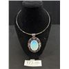 Image 1 : Huge Statement Piece! Opalescent Stone Silver Necklace