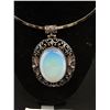 Image 2 : Huge Statement Piece! Opalescent Stone Silver Necklace