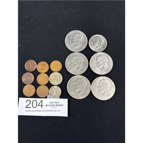 Misc Lot of Old US Money, Eisenhower Dollar Etc