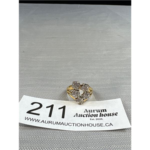 Vintage Star Cut Simulated Diamond Signed 18K GE Ring, Solid Beauty!