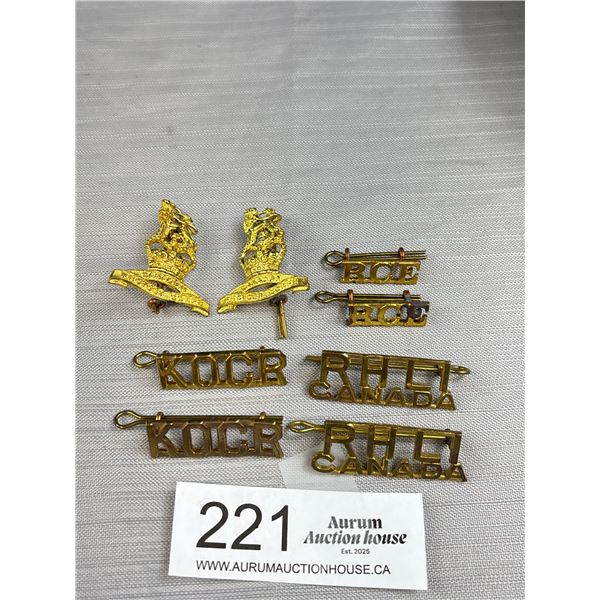 Nice Lot of Vintage Canadian Military Collars and Titles