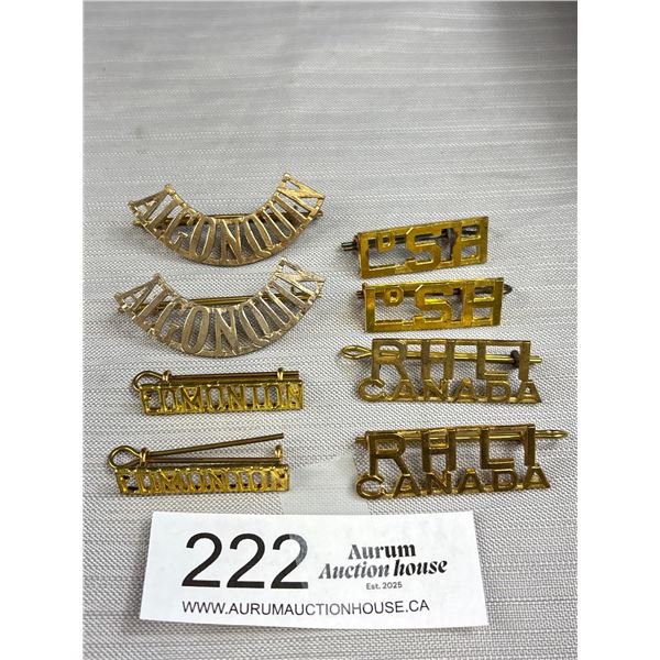 Nice Lot of Vintage Canadian Military Collars and Titles