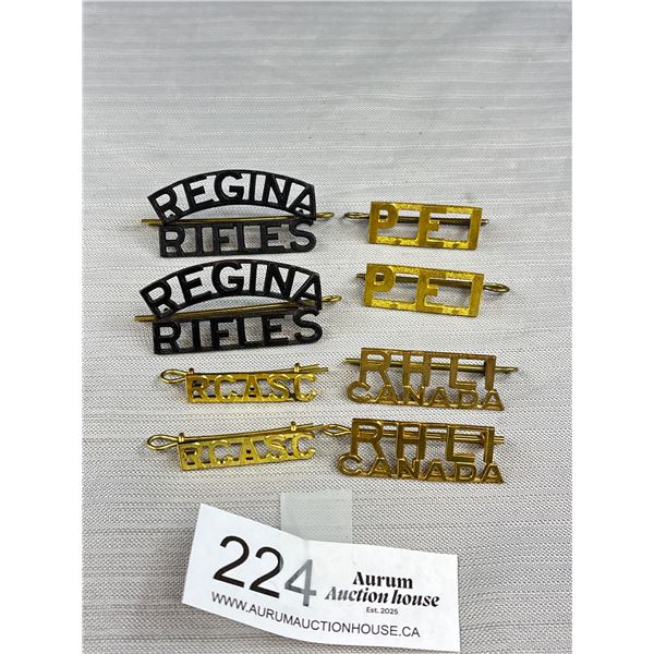 Nice Lot of Vintage Canadian Military Collars and Titles