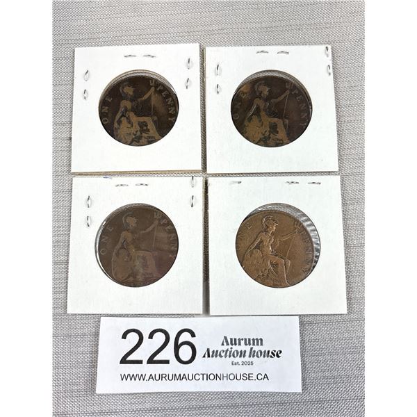 Lot of 4 1912 British Large Pennies