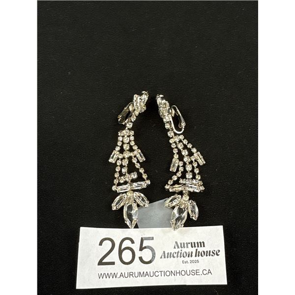 A Very Nice Pair of 50s Rhinestone Earrings 3.5  Long