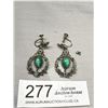 Image 1 : A Good Large Pair of 1940s Green Rhinestone Earrings