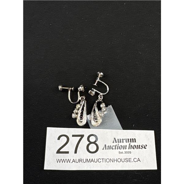 A Pair of Jay Flex 1950s Sterling Stone Set Earrings