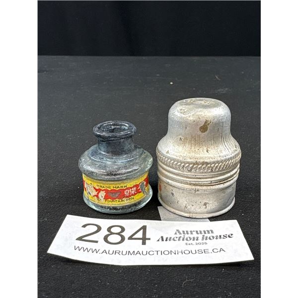 Unusual Travelling Ink Well In Its Original Case 1930s