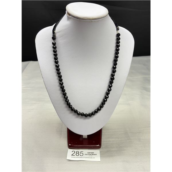 Nice Early 1900s Velvet + Black Crystal Necklace