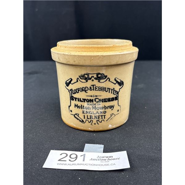 Antique Stilton Cheese Advertising Crock