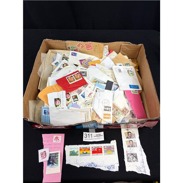 Large Tray Lot of Vintage Used World Stamps