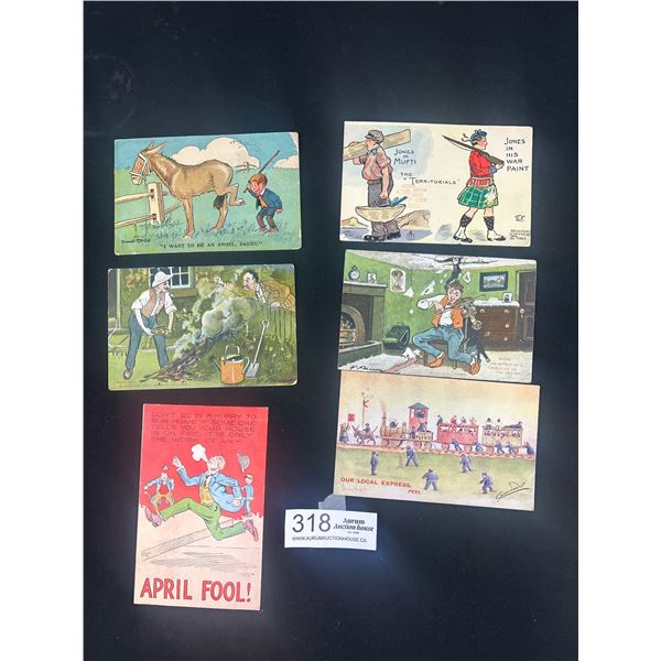 6 Early 1900s Humour Postcards