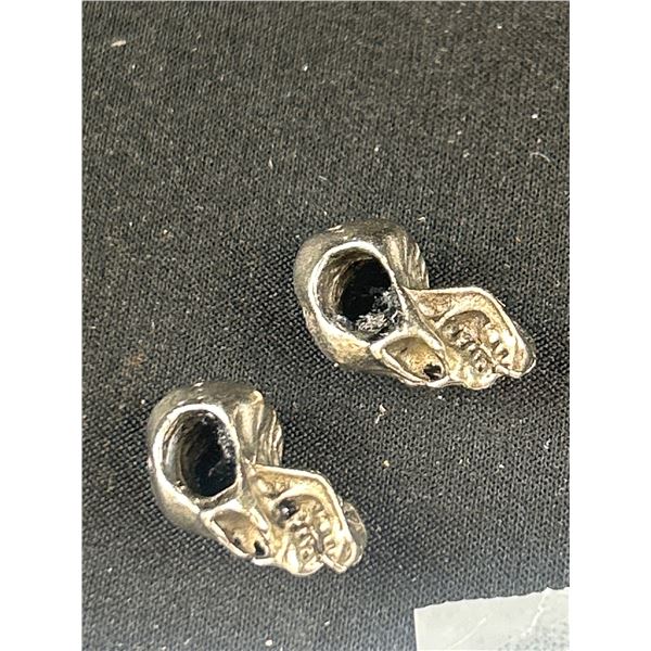 2 Sterling Silver Skull Pendants