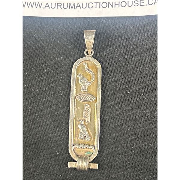 Egyptian Hyroglyphics Sterling Tablet Pendant