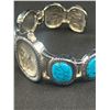 Image 4 : Silver w/ Turquoise Vivani Quartz Watch, Open Cuff Bangle, Battery Required