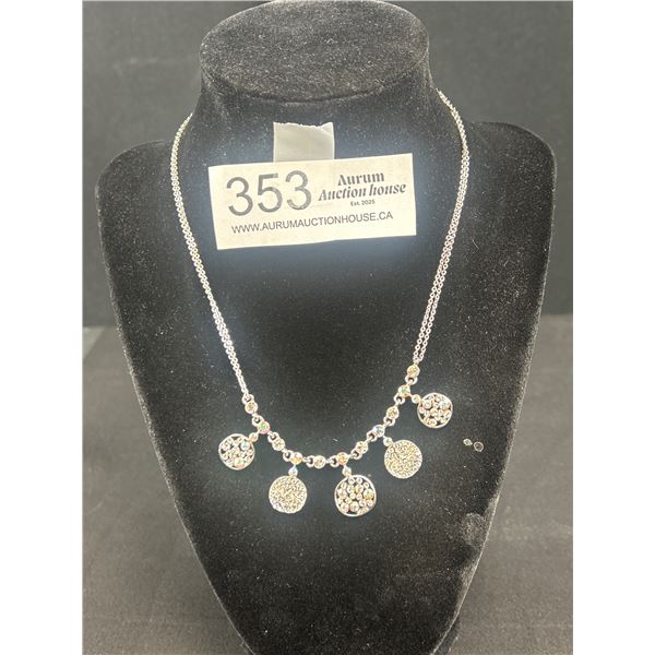 Beautiful Rhinestones Necklace, Marked on Label Oubiyabi