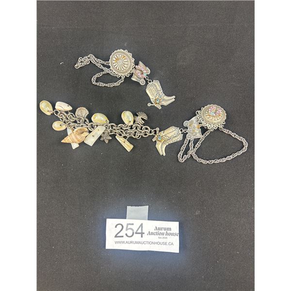 Vintage Charm Bracelet + Pair of Clip On Earrings