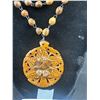 Image 2 : Vintage Hand Carved Pendant Wood + Beads Necklace