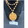 Image 3 : Vintage Hand Carved Pendant Wood + Beads Necklace