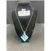 Image 1 : Hand Crafted Blue Glass Pendant w/ Chain Necklace