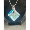 Image 2 : Hand Crafted Blue Glass Pendant w/ Chain Necklace