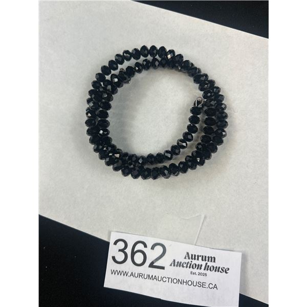 Vintage Black Faceted Crystal Rondelle Beads Bracelet