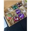 Image 3 : Box of Vintage Large Glass Christmas Ornaments 4" DIA
