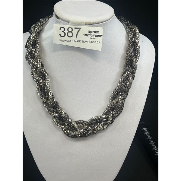 Twisted Silver Tone Necklace