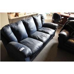 Blue Leather 3 Pc Sofa Set