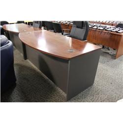 Cherry Bow Front Double Ped Executive Desk