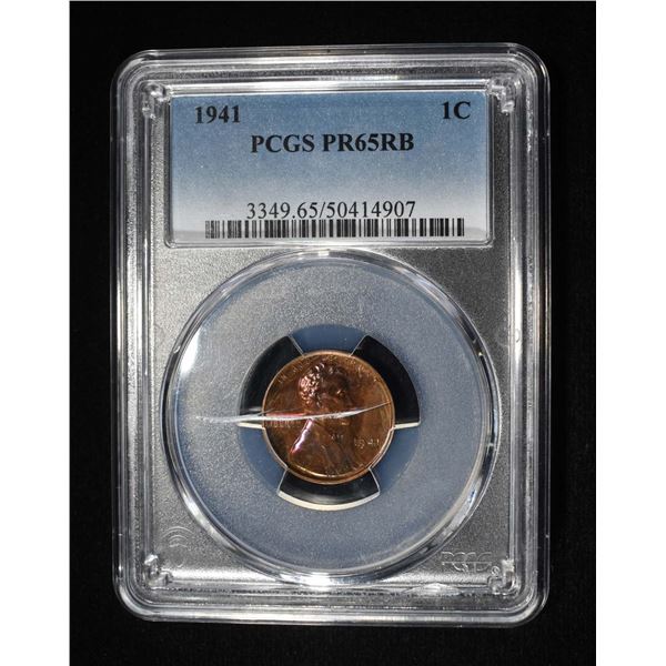 1941 LINCOLN WHEAT CENTS PURPLE TONED PCGS PR65 RB
