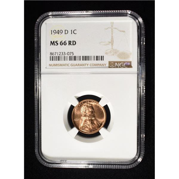 1949-D LINCOLN CENT NGC MS-66 RD