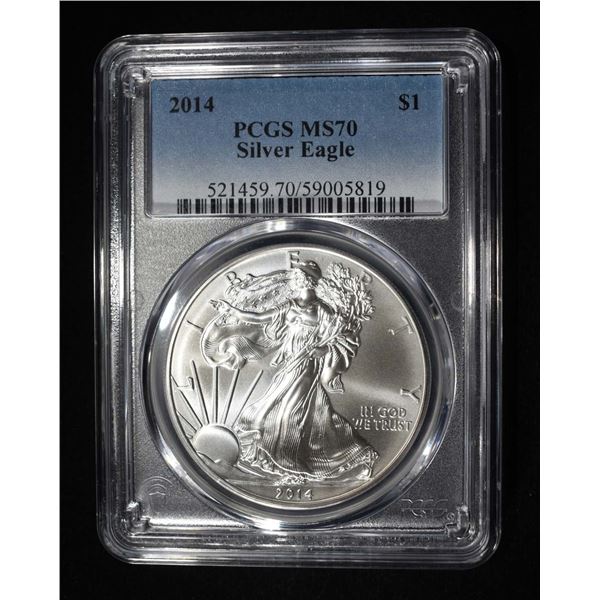 2014 AMERICAN SILVER EAGLE PCGS MS70