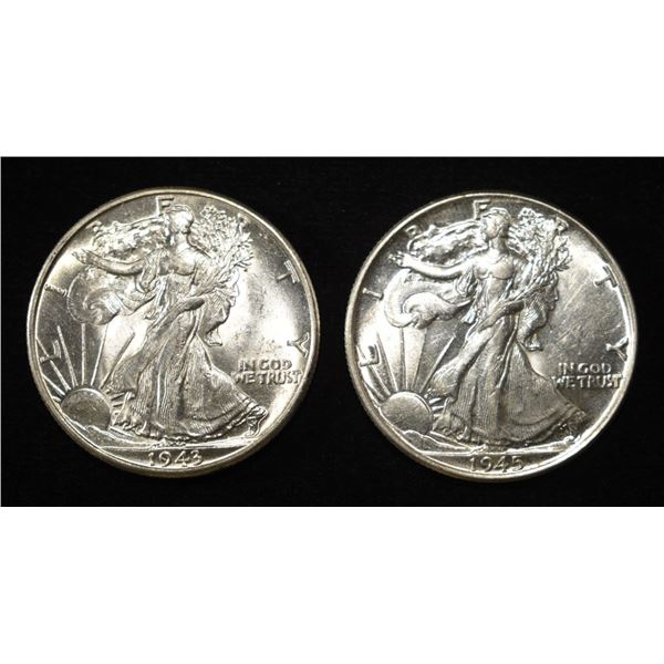 1943, 1945 WALKING LIBERTY HALF DOLLARS BU