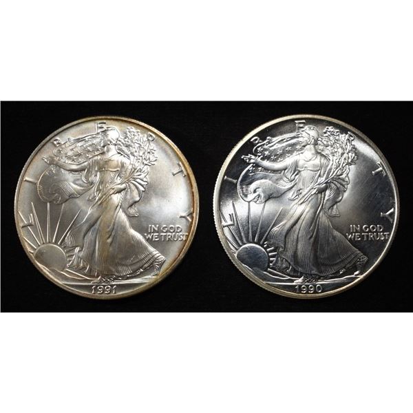 1990 & 1991 AMERICAN SILVER EAGLES