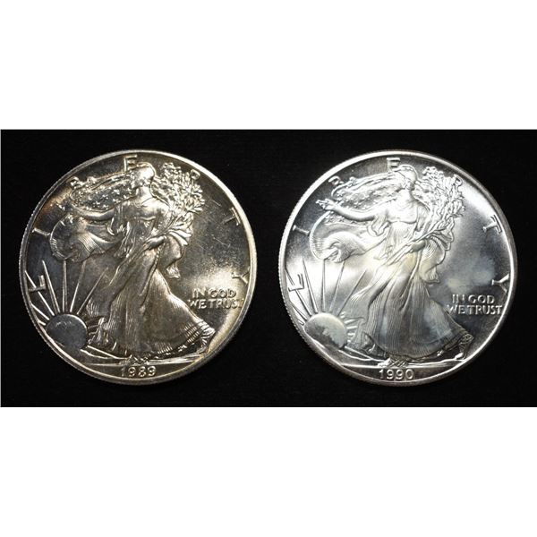 1989 &1990 AMERICAN SILVER EAGLES