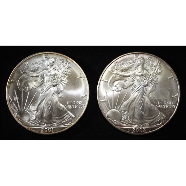 2001 & 2002 AMERICAN SILVER EAGLES