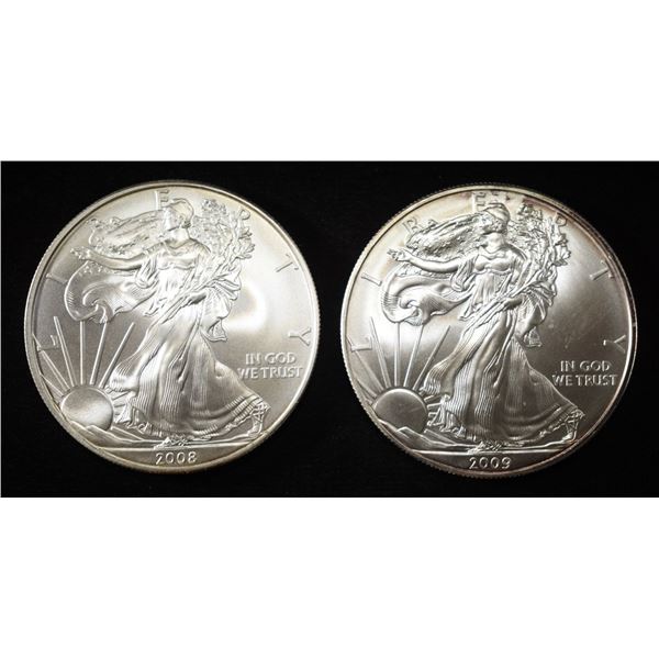 2008 & 2009 AMERICAN SILVER EAGLES