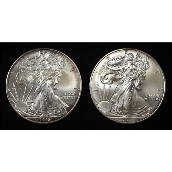 2014 & 2015 AMERICAN SILVER EAGLES