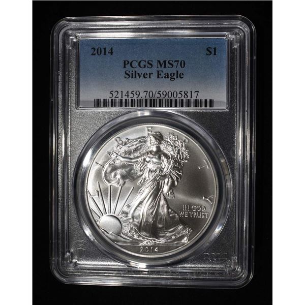 2014 AMERICAN SILVER EAGLE PCGS MS70
