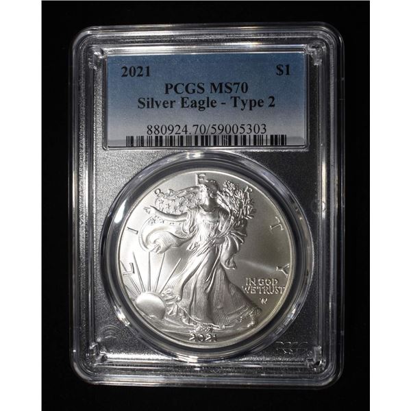 2021 TYPE 2 AMERICAN SILVER EAGLE PCGS MS70