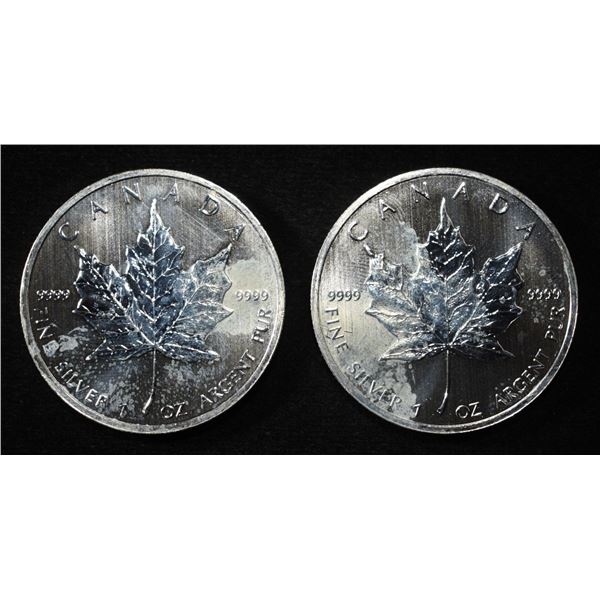 (2) 2013 1 OZ .9999 SILVER CANADA MAPLE ROUNDS