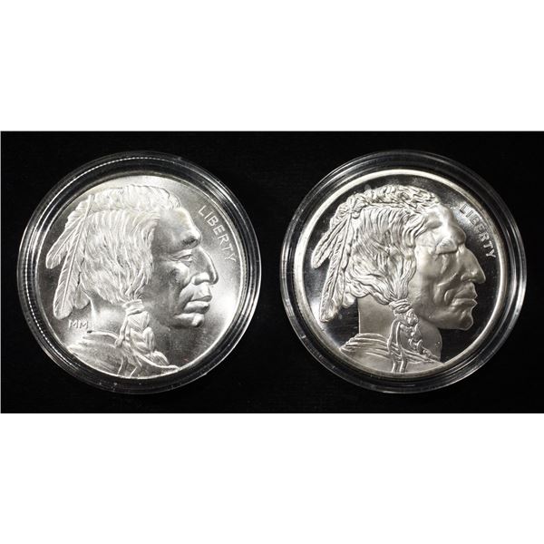 (2) BUFFALO 1 TROY OUNCE .999 SILVER ROUNDS
