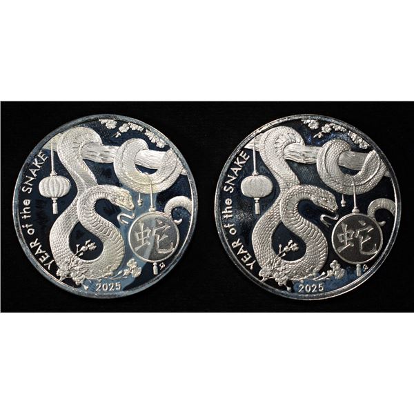 (2) 1 OZ YOT SNAKE .999 SILVER ROUNDS