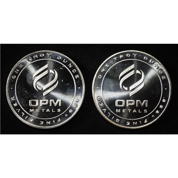 (2) 1 OZ OPM METALS .999 SILVER ROUNDS
